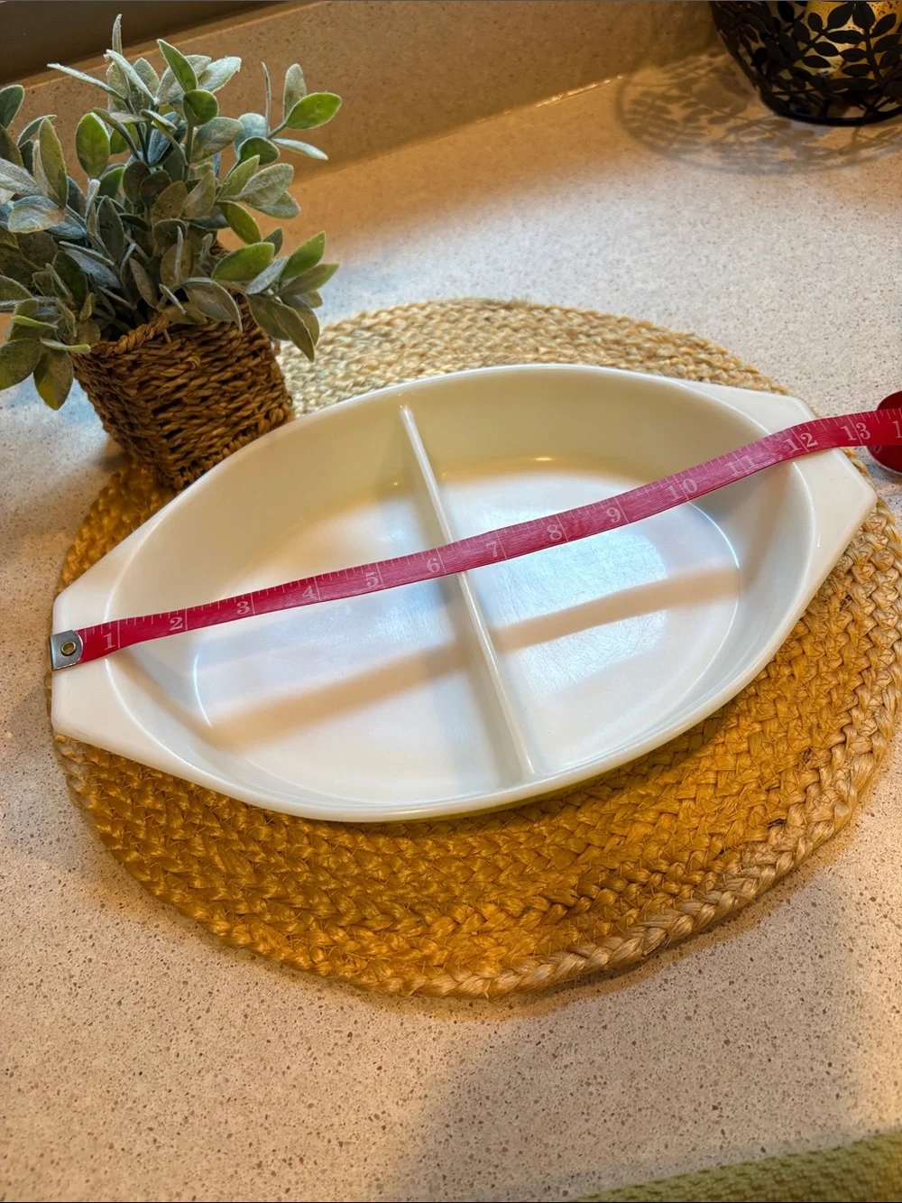 Vintage Pyrex Yellow Divided Casserole 1 1/2 QT